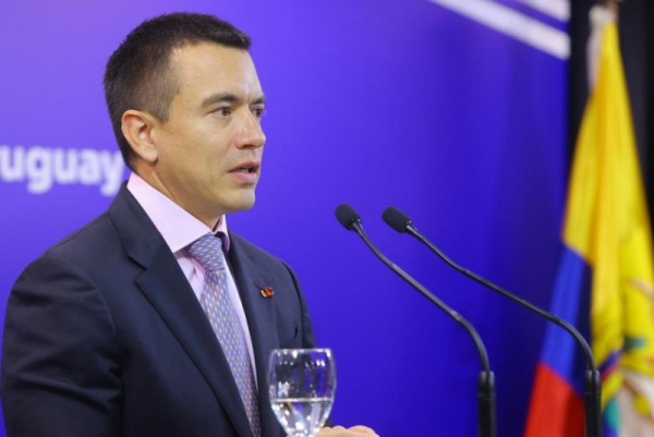 Ecuador President Daniel Noboa's government Ecuador now requires Venezuelans -- along with citizens of more than 40 other countries -- to obtain a temporary transit visa, ending a simplified procedure. Photo by Gaston Britos/EPA
