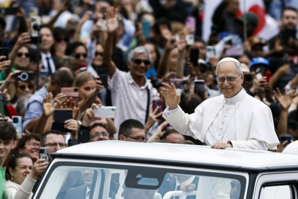 Pope Leo XIV waves from the popemobile as he arrives for the weekly General Audience in St. Peter's Square, in Vatican City, in May. The pontiff acknowledged a 