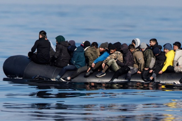 Around 60 migrants cross the English Channel on a small boat on March 6, 2024. To cut down on what the British government describes as illegal and unsafe crossings of the English Channel, the country has entered into an agreement with France to remove migrants. File Photo by Tolga Akmen/EPA