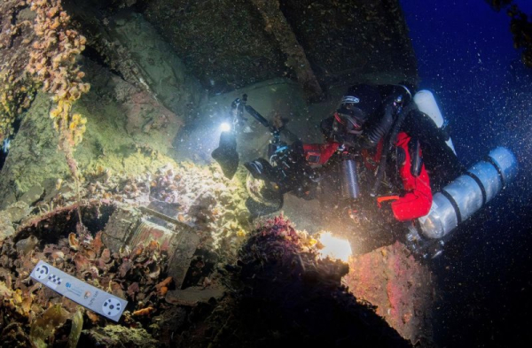Deep-sea divers recovered a tranche of artifacts from the Britannic for the first time during an expedition in May that was first publicized on Monday. Photo by Greek Ministry of Culture/Facebook