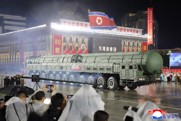 North Korea unveiled its new Hwasong-20 intercontinental ballistic missile during a military parade celebrating the 80th founding anniversary of the Workers' Party of Korea, state media reported Saturday. Photo by KCNA/EPA