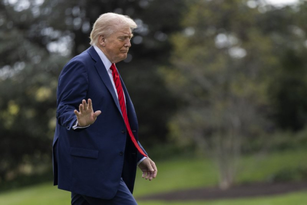 After having a semiannual physical, U.S. President Donald Trump returns to the Oval Office from Marine One on the South Lawn of the White House in Washington, D.C., on Friday. Trump announced late Friday that the United States is imposing another 100% in tariffs on Chinese goods exported here. Photo by Shawn Thew/UPI