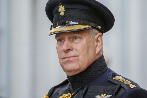 Prince Andrew attends a commemorative ceremony of the 75th anniversary of the liberation of Bruges, in Brugge, Belgium, on Sept. 7, 2019. On Friday, the prince gave up his royal titles. File Photo by Julien Warnand/EPA
