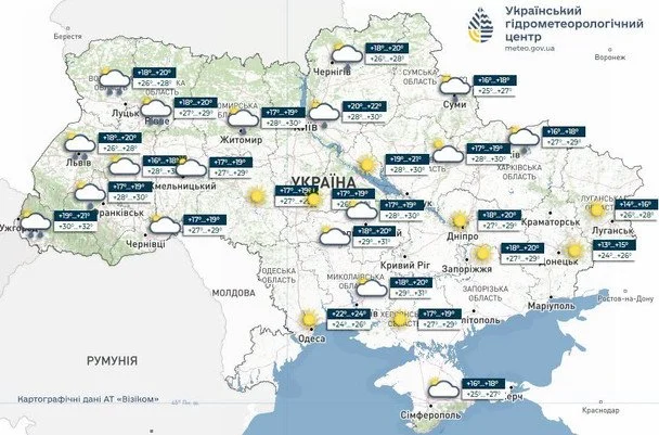 Грозовий фронт насувається на Україну: які регіони охоплять дощі 22 червня, а де пануватиме спека 2 Мапа погоди на 22 червня / © Укргідрометцентр