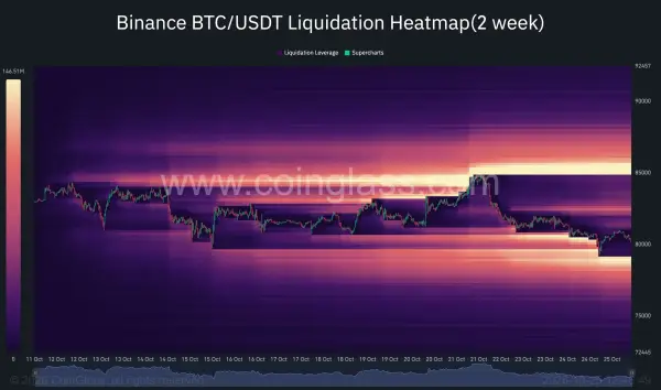 Прогноз біткоїна: найімовірніший сценарій на наступний тиждень 6 Binance BTC/USDT Liquidation Heatmap